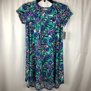 LulaRoe Scarlett Dress Blue and Pink Girls 10 NWT